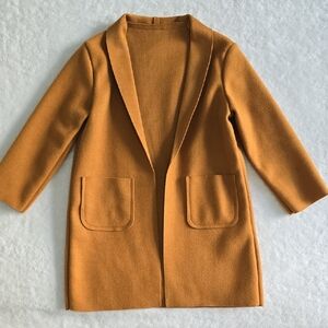Kids Tan Open Front Coat